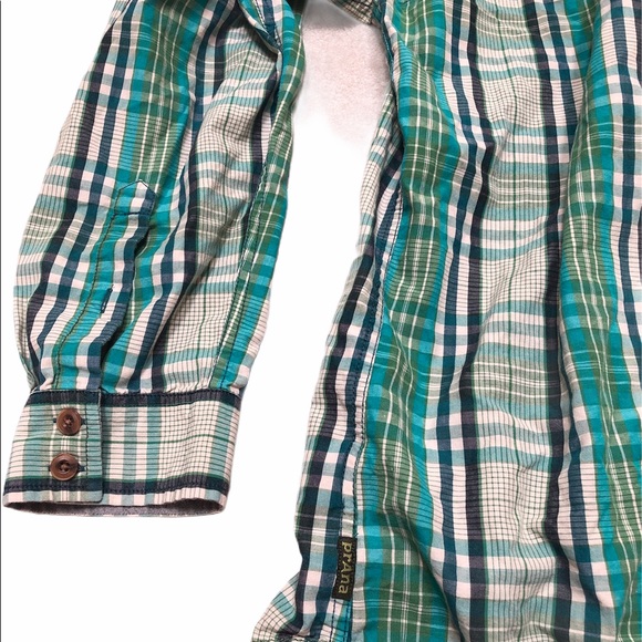Prana Shirt XXL 2XL Green Plaid Long Sleeve button - Picture 7 of 8